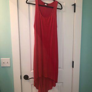 Plus Size High Low Sleeveless Dress in Coral